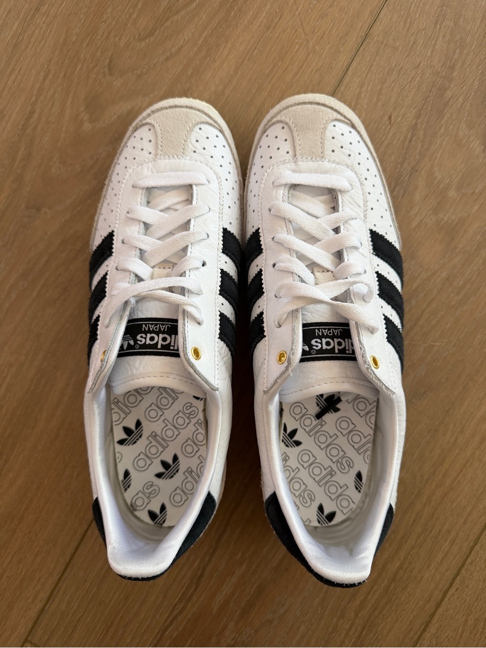adidas White Sneakers with Black Stripes